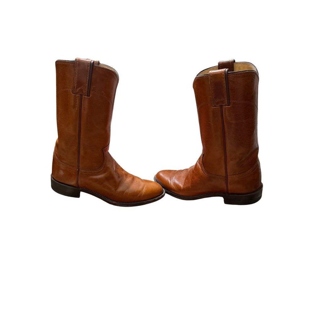 Vintage 80s Justin Brown Saddle Western Cowgirl Boots Size 5.5 B Made in USA